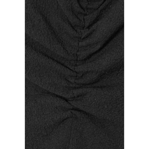 Vince Sz S Black Stretch Crepe Double V Neck Ruched Midi Dress - Picture 5 of 16